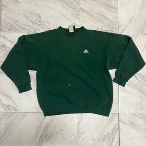 Vintage 90s Adidas Men's Green Sweater